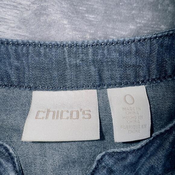 Chico's Blue Denim Fringe Dress Medium Wash SZ 0 EUC Belt A-line Short - Picture 4 of 10